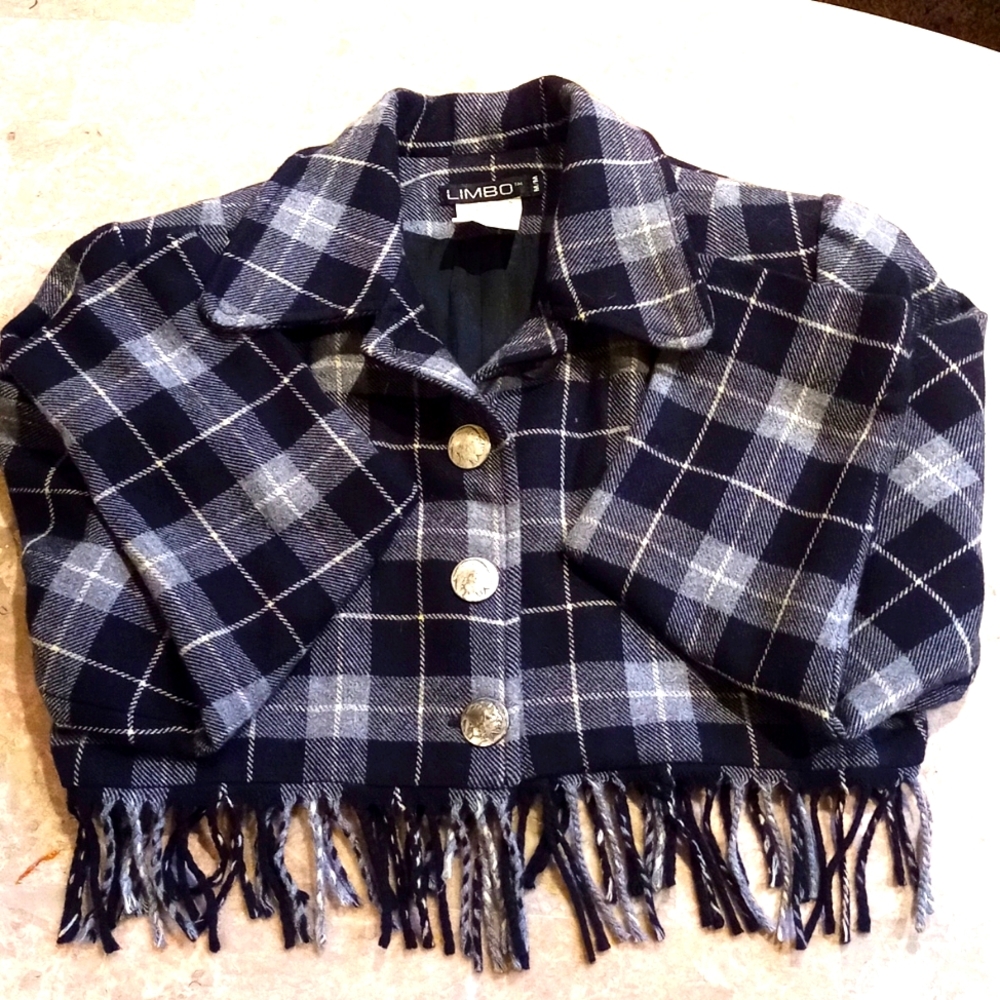 Vintage Gray Plaid LIMBO Wool Blazer